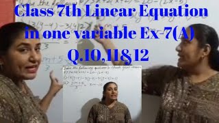 Download the video "Class-7th Chapter-7 Linear Equation In One Variable Ex-7(A) Q.10 to 12 R S Agarwal"