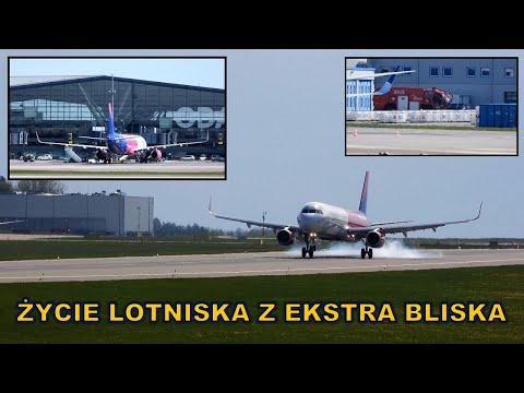 Życie lotniska z ekstra bliska. Starty i lądowania samolotów oraz praca obsługi lotniska.