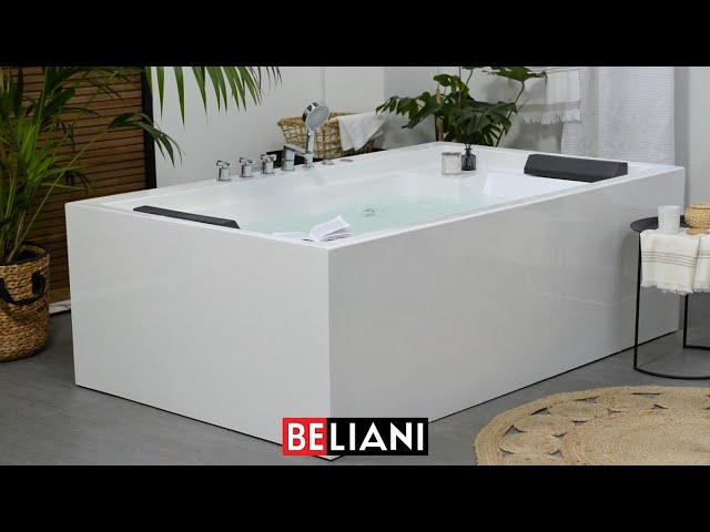 Video Teaser für BELIANI - Whirlpool-Badewanne weiss rechteckig 180 cm SAONA