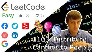 YouTube video 'LeetCode 1103. Distribute Candies to People (Algorithm Explained)'