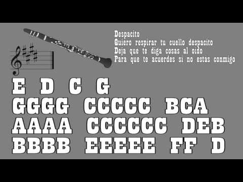 Despacito - Luis Fonsi ft. Daddy Yankee & Bieber - Bb Clarinet {Notes}(Rudeway)