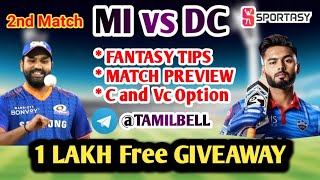 MI vs DC IPL 2nd MATCH BOARD PREVIEW TAMIL | Captain,Vice-captain Option Fantasy Playing Tips Tamil