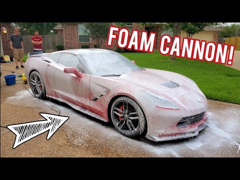 WASHING The C7 CORVETTE With A FOAM CANNON! CAR WASH With The BOYS!