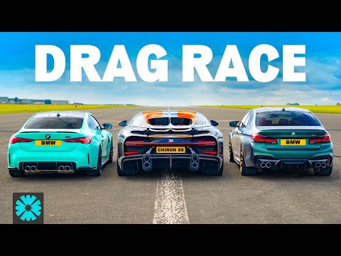 DRAG RACE: Bugatti Chiron Super Sport v 1,000hp BMW M4 & M5