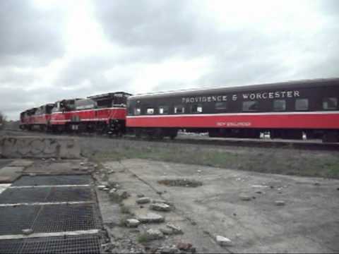 P&W train with coaches departs Worcester Union Station