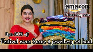 Amazon upto 80% off festival wear Saree & jewellery set haul