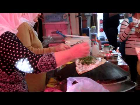 Druze Pita with fillings preparation - Tel Aviv Market on Friday