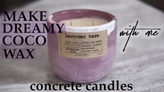 Make dreamy Lavender Haze candles | Coconut Apricot Concrete Candles
