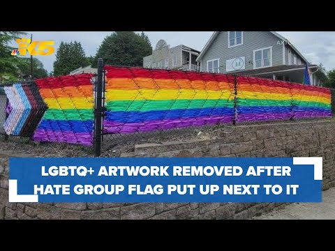 City of Duvall removes LGBTQ+ artwork after flag associated with hate groups pinned next to it