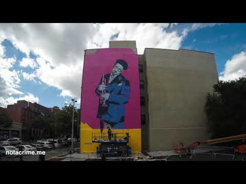 Street Art Portrait of Dizzy Gillepsie in Harlem - Timelapse!