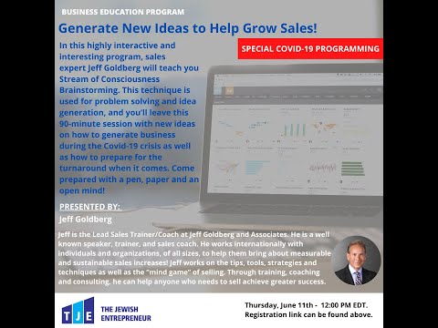 COVID 19 Series: Generate new ideas to grow sales by Jeff Goldberg