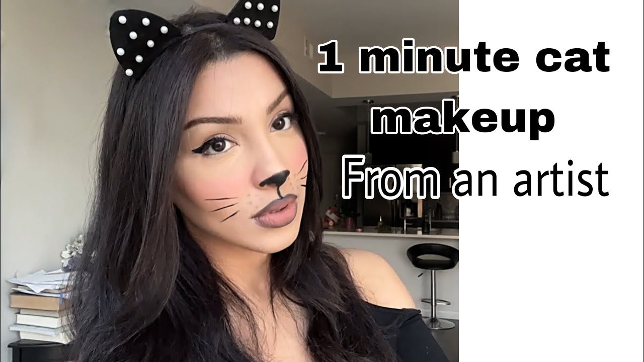 1 minute CAT MAKEUP from an ARTIST . LAST MINUTE halloween costume idea(2023) UPDATED