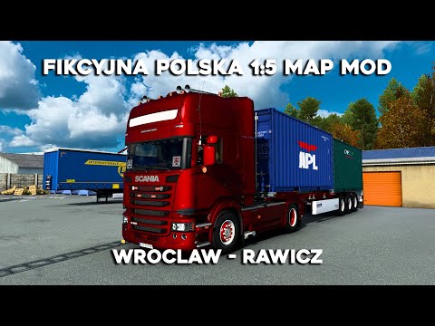 Red Scania R490 Fikcyjna Polska 1:5 Map Mod [1.42] | Fred's Scania Streamline | Wroclaw - Rawicz