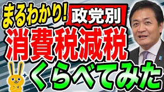 消費税減税どうなる？自民・公明・立憲・維新・国民・れいわの公約の変化を比べてみた　玉木雄一郎が解説