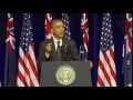 US President Barack Obama speaks to Brisbanes.