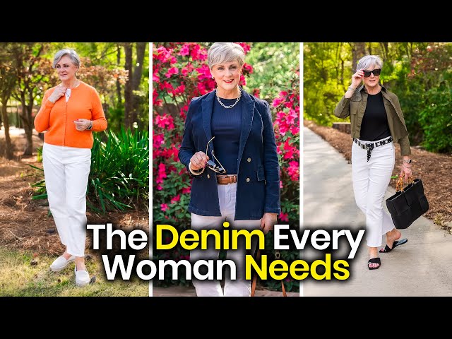 How to Style White Denim Over 50