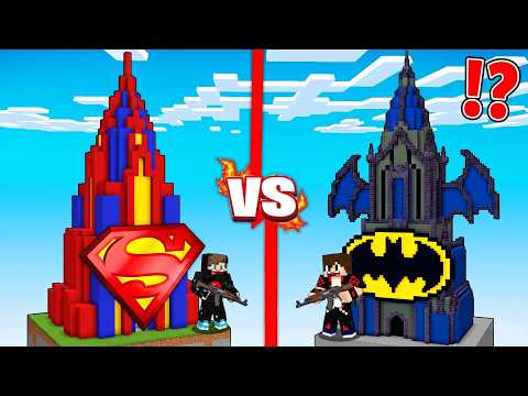 ماين كرافت : حـرب ابراج حظ الابطال الخارقين ولكن برج سوبرمان ضد برج باتمان !!؟ 🔥😱
