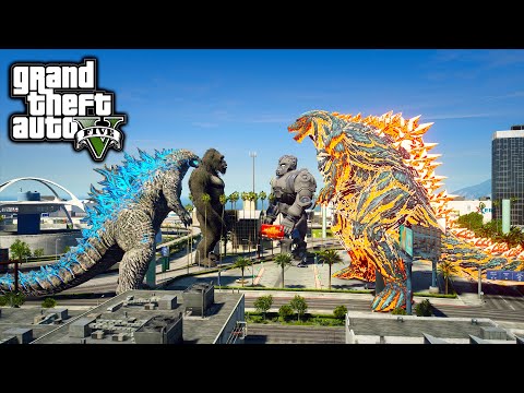 Godzilla, Kong Vs Nuclear Earth Godzilla, Mecha Kong ( GTA V Mods )