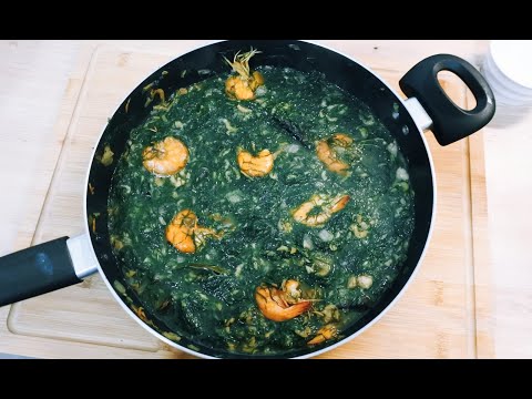 Recette de cuisine: Nkumu/Okok/Fumbwè au poisson chat fumé et aux crevettes.