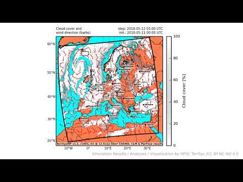 TerrSysMP monitoring run 2018-05-11 - cloud cover - Europe (72h)