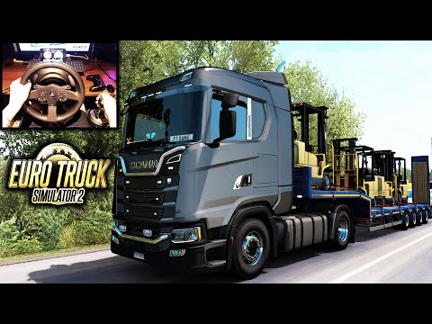 Euro Truck Simulator 2 Civaux to Rennes | Forklifts | Thrustmaster + TH8A