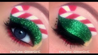 Glittery, Candy Cane, Christmas Makeup Tutorial
