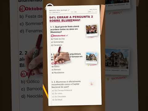 94% erram a pergunta 2! Você conhece Blumenau? 🥨🍻
