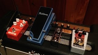 Video thumbnail for MoJo Hand FX Pompeii Fuzz + Xotix EP Booster + Fulltone DejaVibe + Wampler Faux Analog Echo by MarkThomasMusic