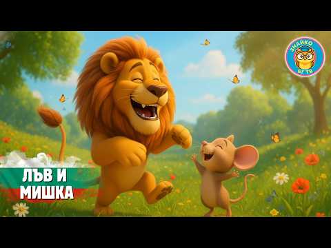 🦁 Приказка за ЛЪВЪТ И МИШЛЕТО 🐭 |Българска приказка и детски песнички |БГ Аудио Приказка за лека нощ