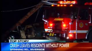 preview picture of video 'Car crash knocks out power to Riverside neighborhood'
