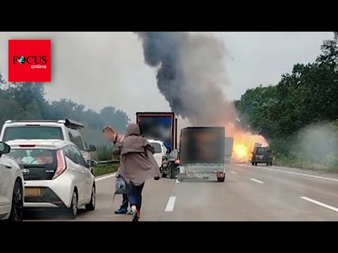 Video zeigt heftige Explosion auf A2 - Gefahr ist noch nicht gebannt