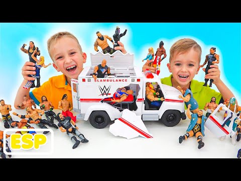 Vlad y Niki juegan con WWE Slambulance Vehículo de Juguete