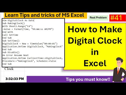 41. Excel VBA Tutorial: Create a Digital Clock