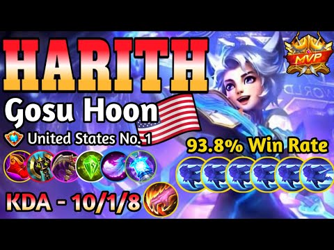 Top Global Harith 93.8% WR!! Aggressive Ever!! By Gosu Hoon Harith Top Global ~ Mobile Legends