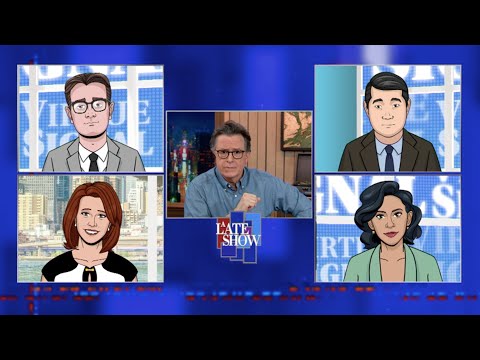史蒂芬在 "新聞報道 "中與 "美德信號 "的主持人進行了交流。 (Stephen Checks In With The Hosts Of "Virtue Signal" from "Tooning Out The News")
