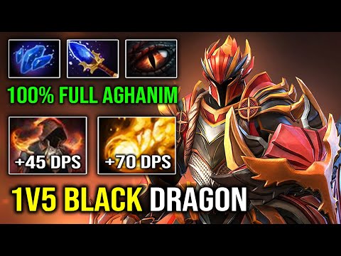 WTF +120 Flames Cloak Fireball DPS 1v5 Tank Black Dragon Knight with Full Aghanim Effect Dota 2