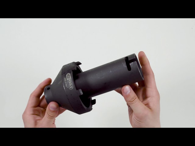 Video teaser for KS TOOLS 450.0160 3/4" Nutmuttern-Schlüssel mit 6 Zapfen für Mercedes 80-95mm (Unboxing)