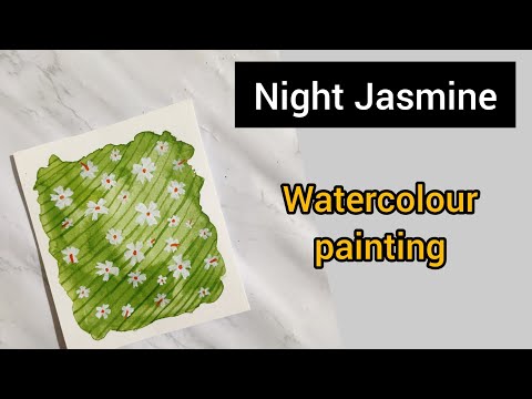 Night Jasmine flower | watercolour painting of shiuli ful | very easy watercolour painting