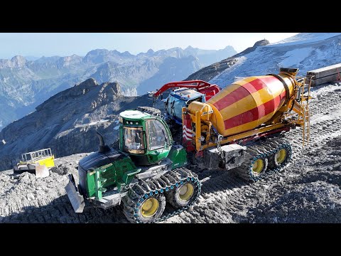 Forwarder mit Betonmischer im Baustelleneinsatz auf dem Titlis 🇨🇭⛰️ 3020