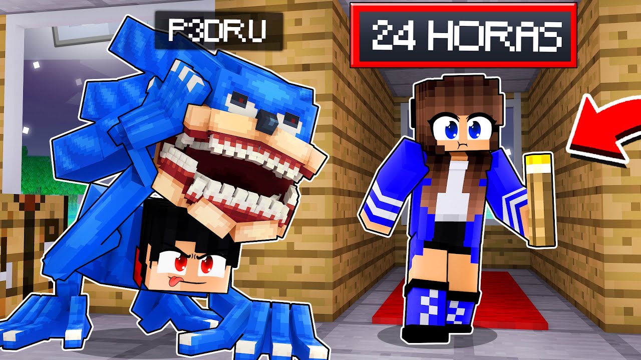 Me vesti de SONIC SHIN TAPES e ASSUSTEI meus AMIGOS no Minecraft por 24 HORAS! ‹‹ P3DRU ››
