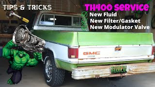 SQUAREBODY TH400 Servicing How to change transmission fluid, filter,and modulator valve.