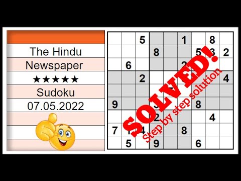 🔴🔊How to Solve The Hindu Sudoku 5 Star | Step by Step Solution | 07.05.2022|  Level ★★★★★