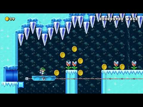 Snowy piranhas plants platforms by Lionaris - Super Mario Maker 2 - No Commentary 1by