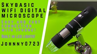 Skybasic WIFI Digital Microscope with LED Lights, app control, wireless, rechargeable, 1080p, black