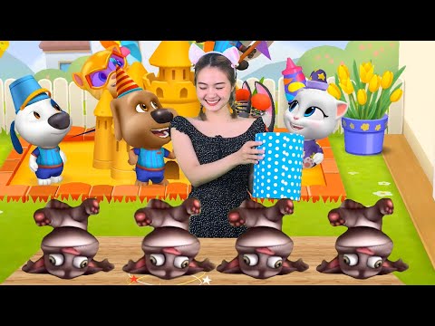 Angela Real Life Playing With Tom Cat - My Talking Tom Real Life 👉 @dakotandcheyanna