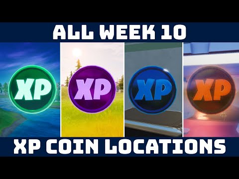 ALL WEEK 10 XP COIN LOCATIONS! Green, Purple, Blue & Gold XP Coins [Fortnite Season 4]