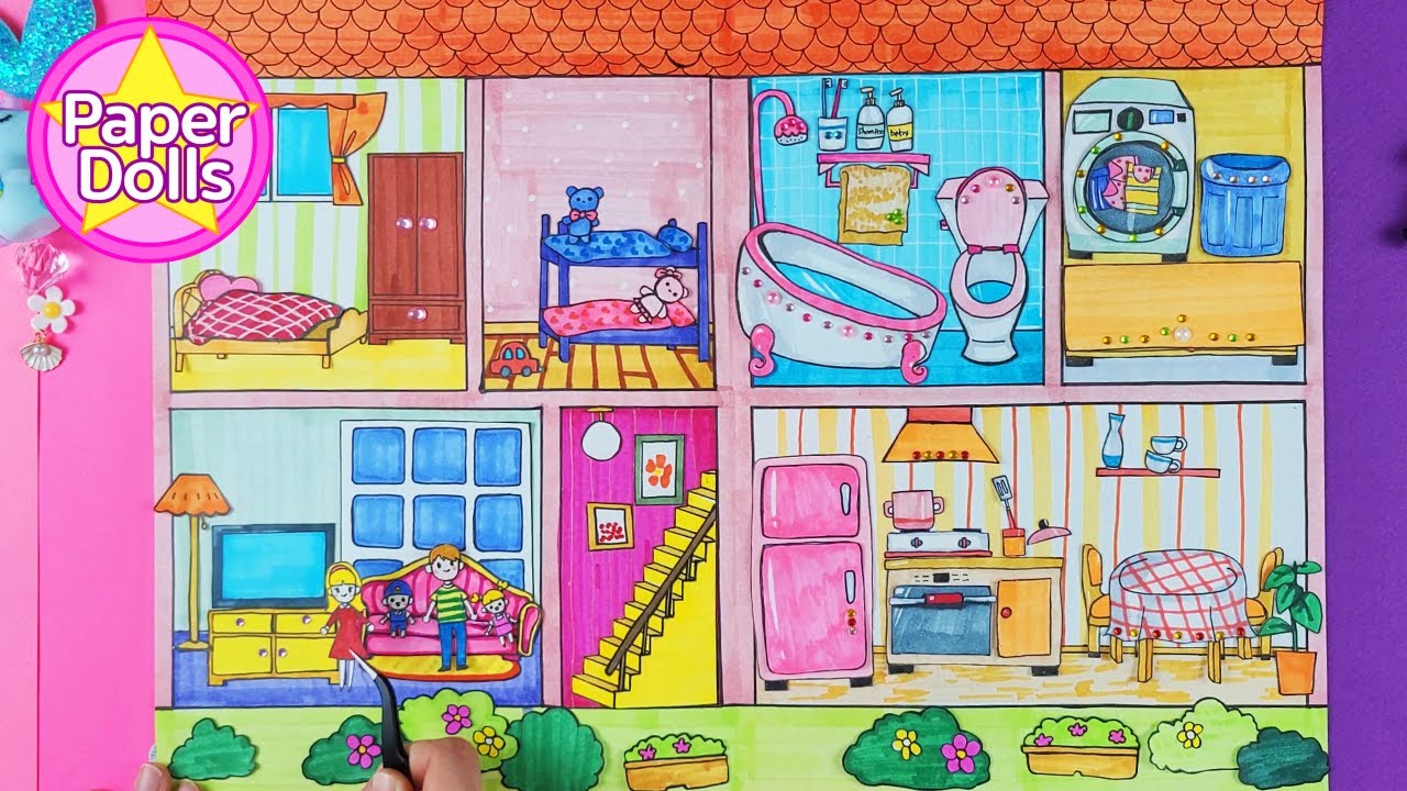 DIY] HOW TO MAKE PAPER DOLLHOUSE / Let's change the ghost house!