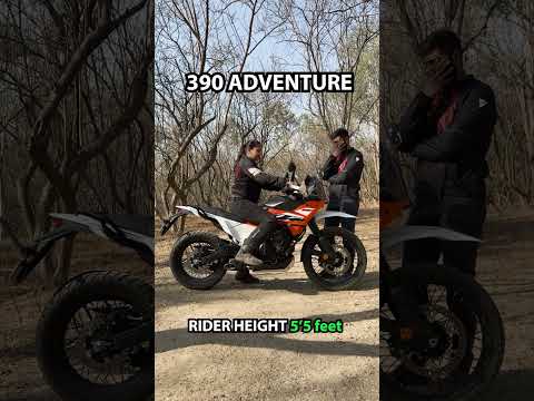Testing the seat height between the KTM 390 Adventure and the Royal Enfield Himalayan 450! #Shorts