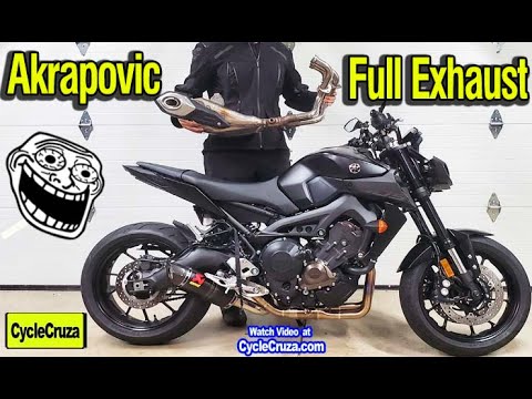 2020 Yamaha MT09 Akrapovic Carbon Full Exhaust System Install & Sound Comparison