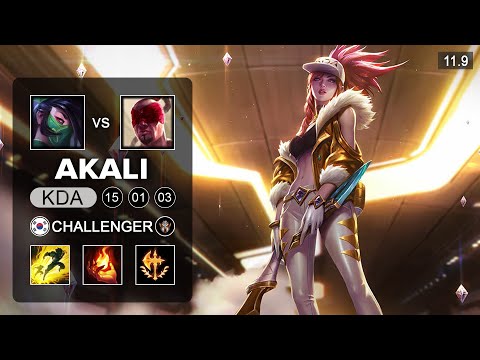 Akali Mid vs Lee Sin - KR Challenger Patch 11.9